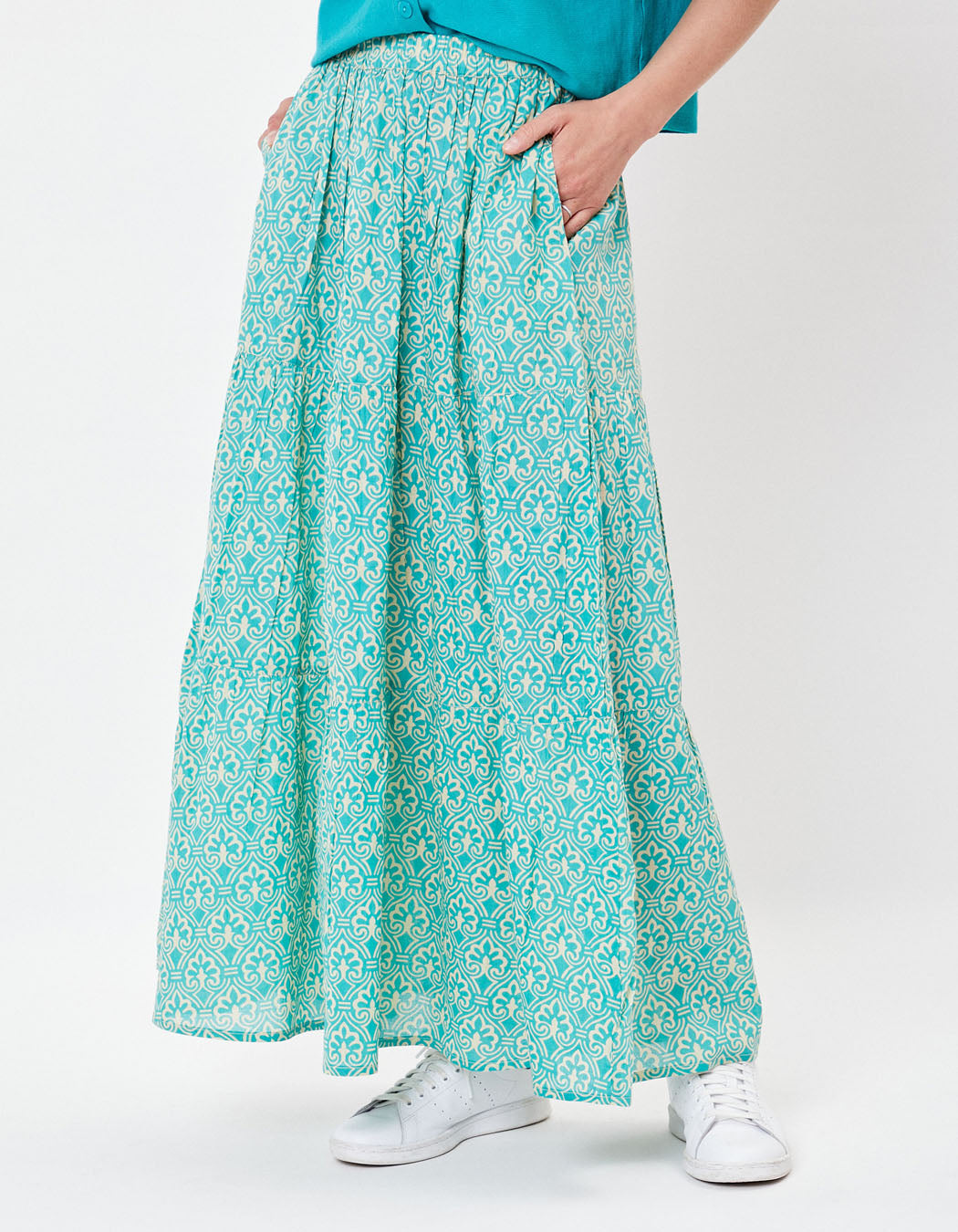 Jupe longue volants voile de coton bio UNA TILAK