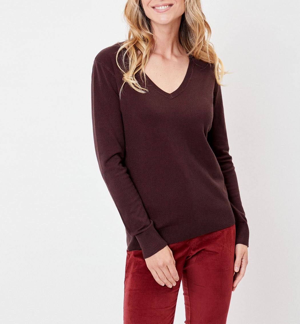 Pull maille col v HAYA