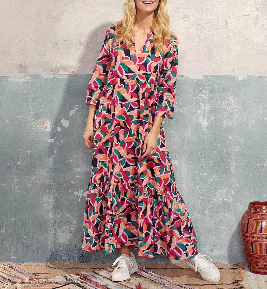 Robe longue bohème coton bio imprimé CATAYA