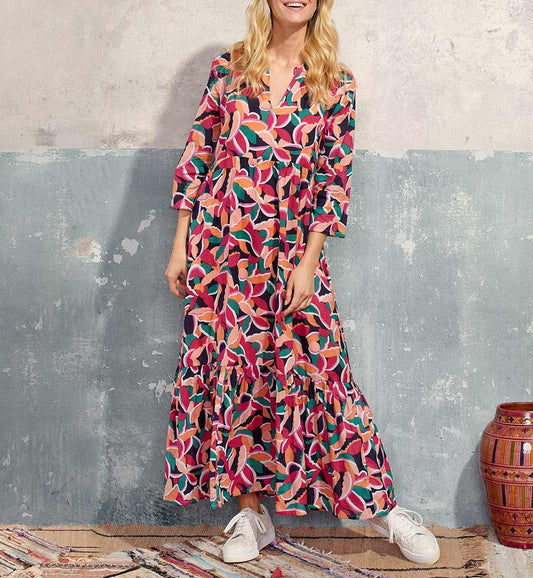 Robe longue bohème coton bio imprimé CATAYA