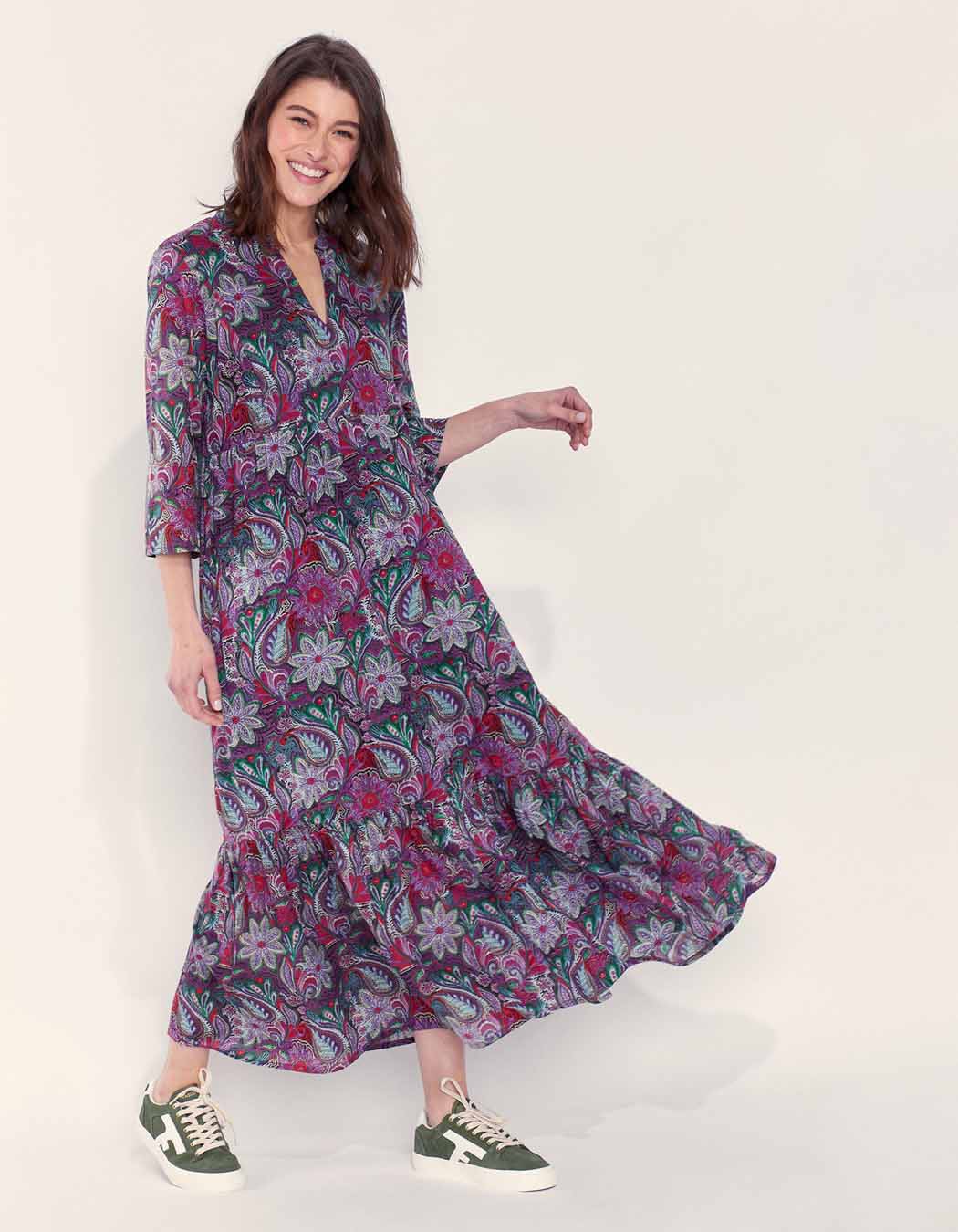 Robe longue bohème coton bio imprimé CATAYA