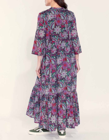 Robe longue bohème coton bio imprimé CATAYA