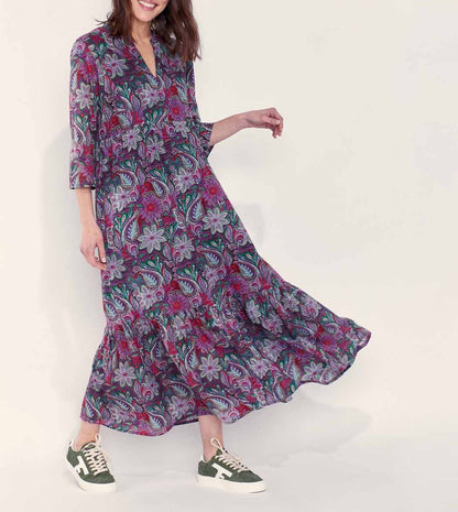 Robe longue bohème coton bio imprimé CATAYA