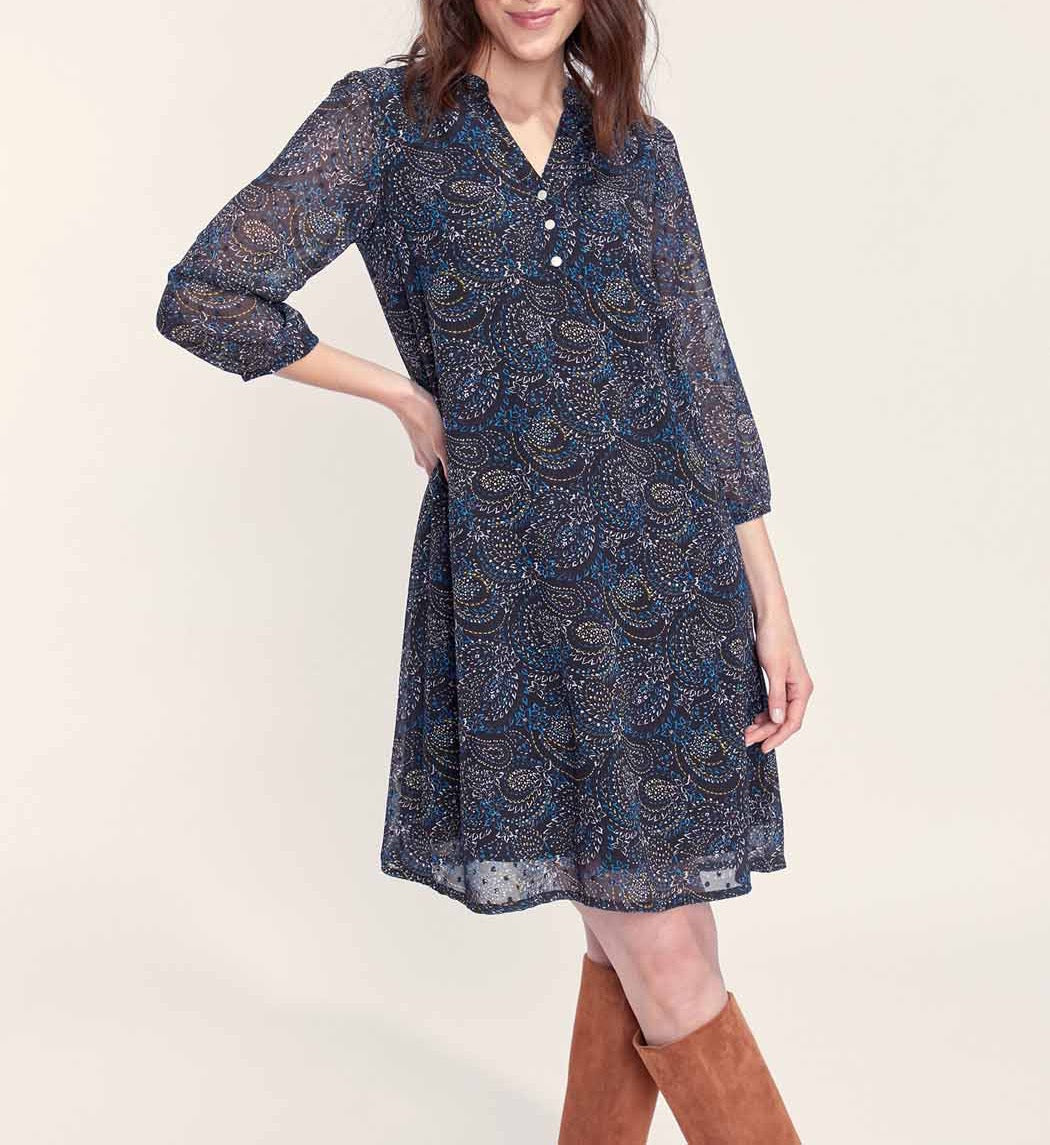 Robe imprimée évasée doublée AKALIA