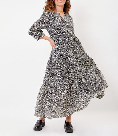 Robe longue voile de coton bio évasée CATALEYA