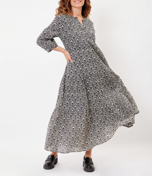 Robe longue voile de coton bio évasée CATALEYA