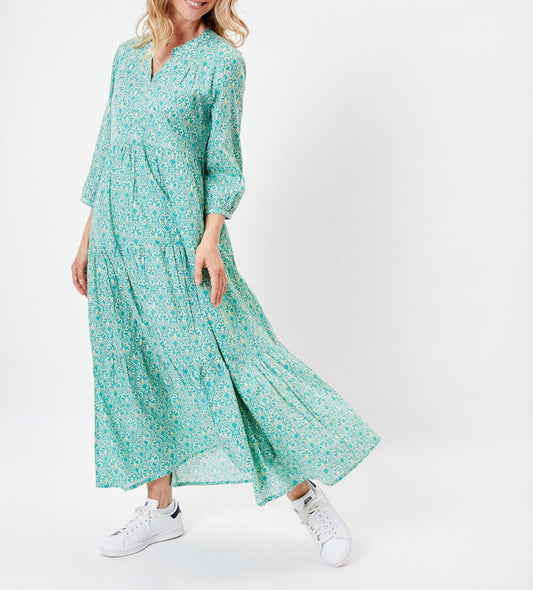 Robe longue voile de coton bio évasée CATALEYA