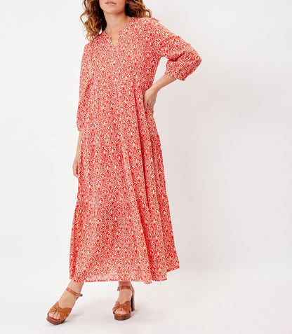 Robe longue voile de coton bio évasée CATALEYA
