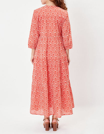 Robe longue voile de coton bio évasée CATALEYA