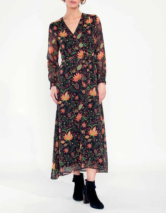 Robe longue fluide voile imprimée MALADA