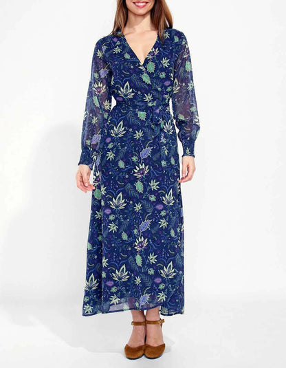 Robe longue fluide voile imprimée MALADA