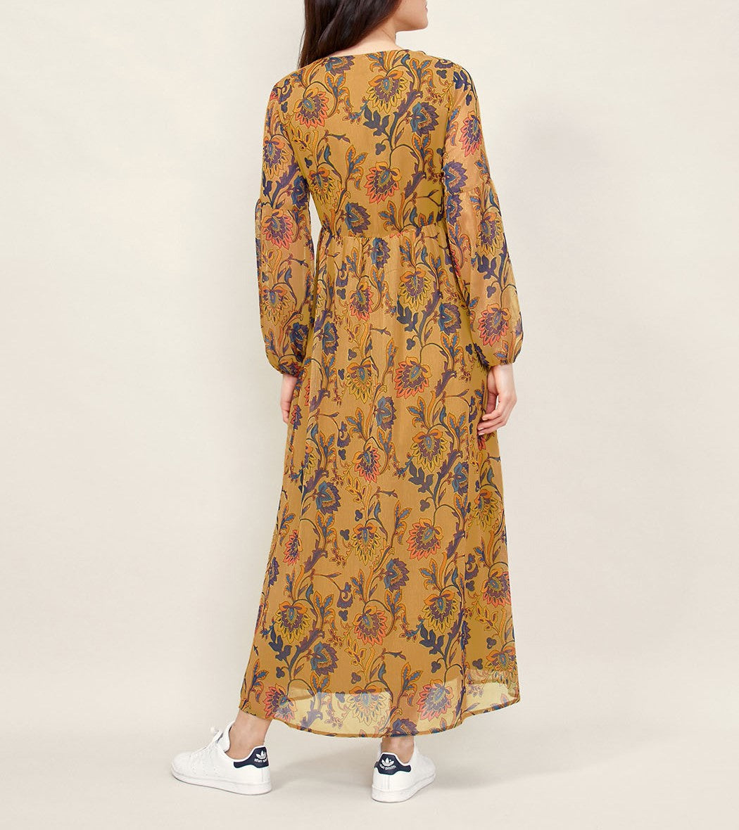 Robe longue imprimée dentelles MICHA