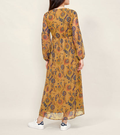 Robe longue imprimée dentelles MICHA
