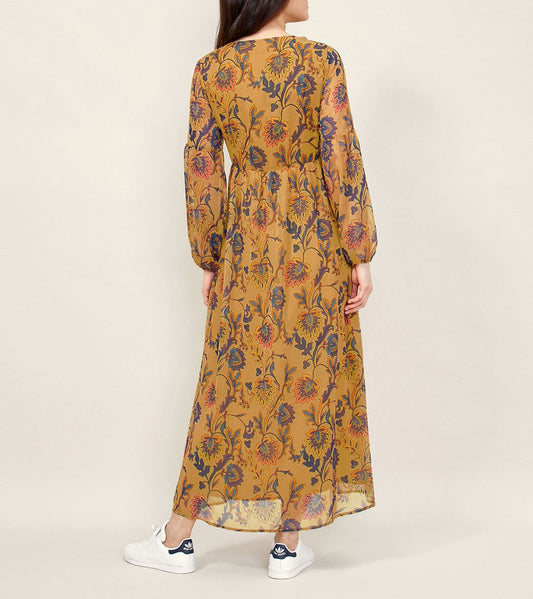 Robe longue imprimée dentelles MICHA
