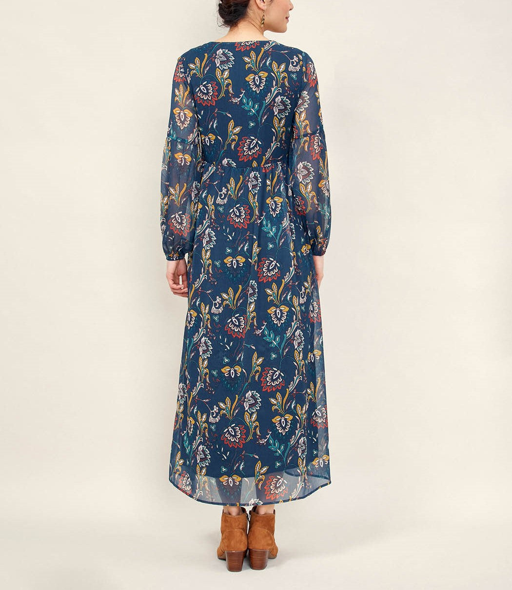 Robe longue imprimée dentelles MICHA