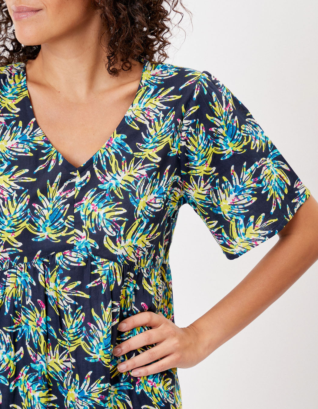 Robe coton bio évasée à volants NUSANE