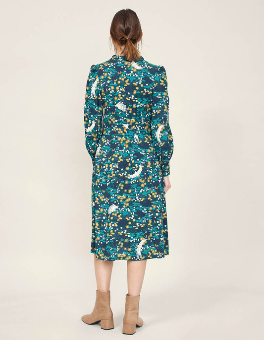 Robe midi fluide imprimée RITSOUKO