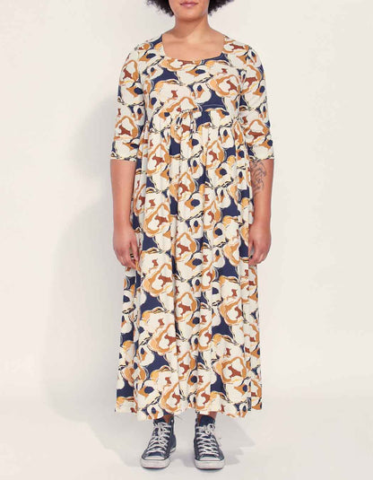 Robe longue imprimée évasée fluide TALA