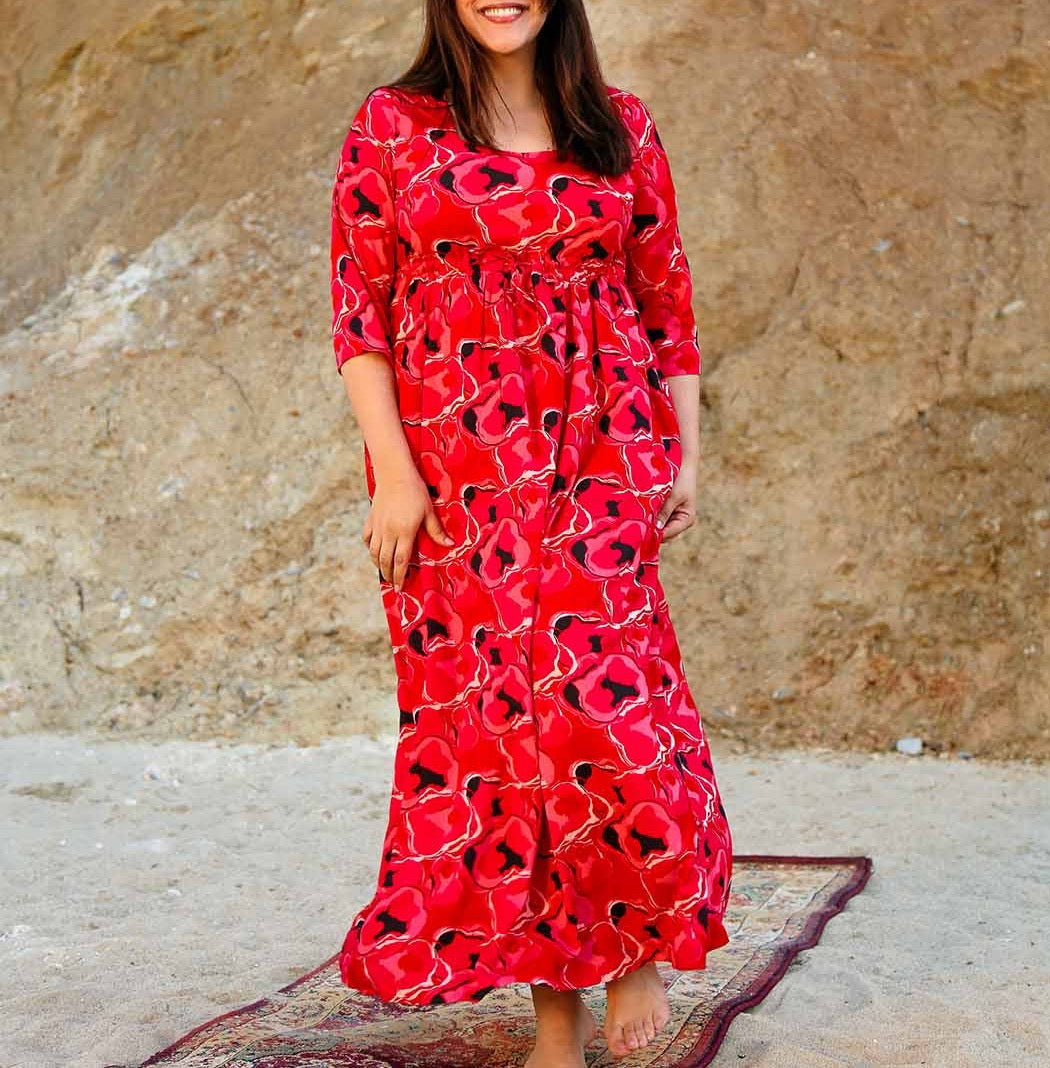 Robe longue imprimée évasée fluide TALA