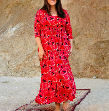 Robe longue imprimée évasée fluide TALA