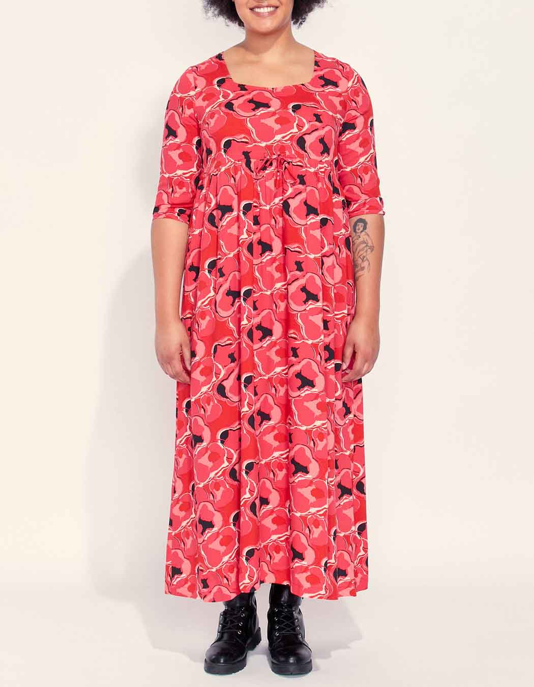Robe longue imprimée évasée fluide TALA
