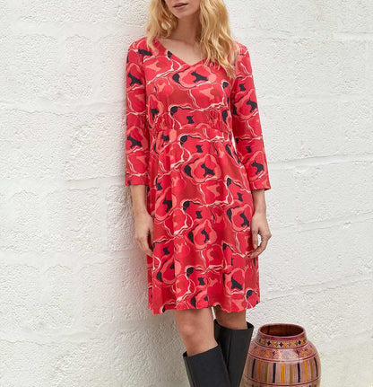 Robe fluide ceintrée imprimée XAVI