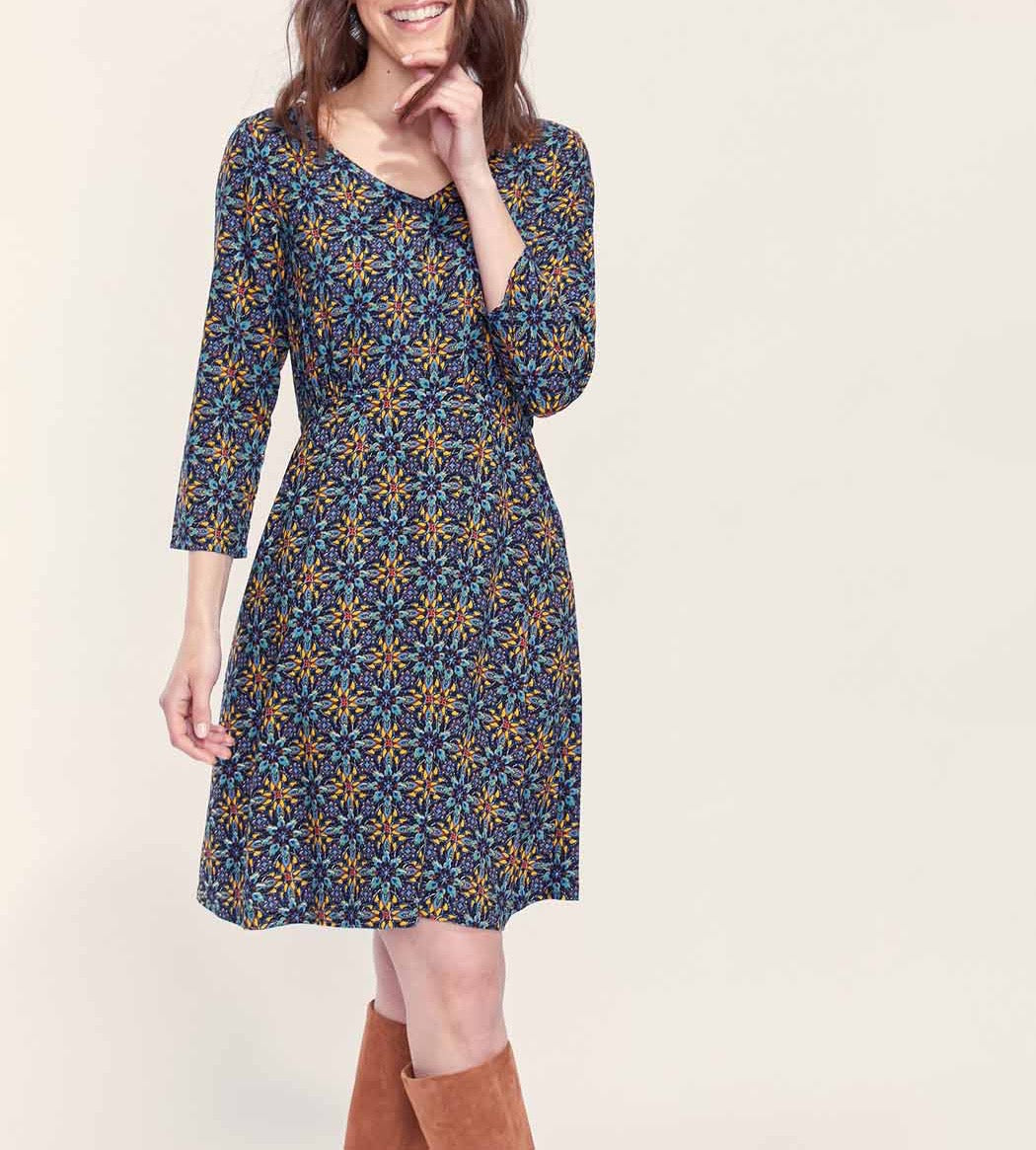 Robe fluide ceintrée imprimée XAVI