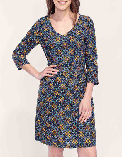Robe fluide ceintrée imprimée XAVI