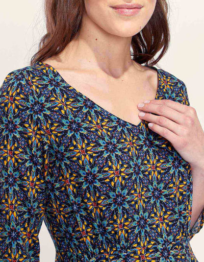 Robe fluide ceintrée imprimée XAVI