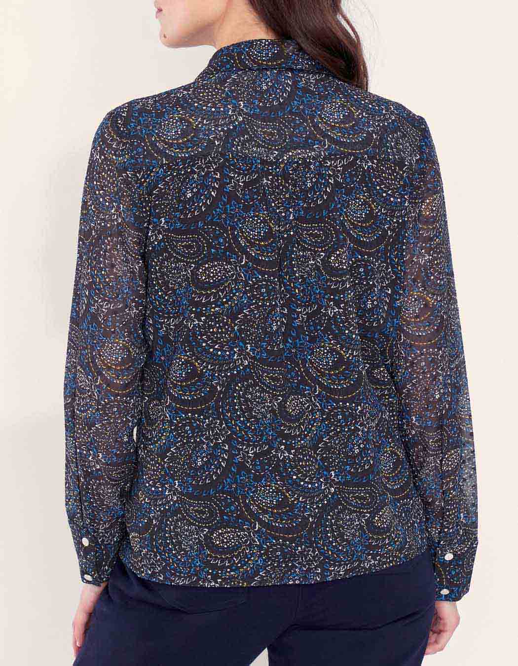 Blouse fluide imprimée col volanté KATI
