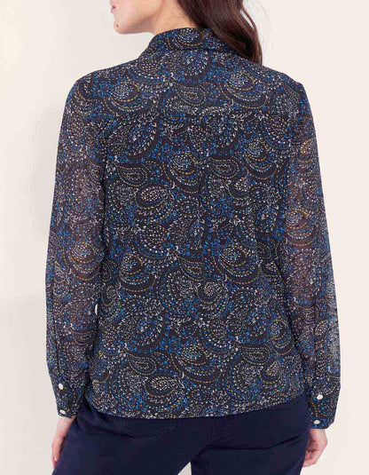 Blouse fluide imprimée col volanté KATI