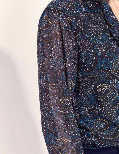 Blouse fluide imprimée col volanté KATI