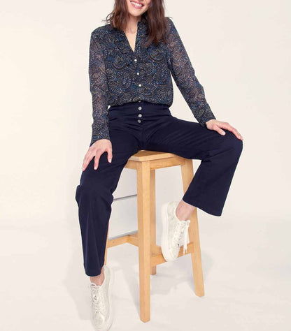 Blouse fluide imprimée col volanté KATI