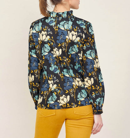 Blouse imprimée coton bio col volanté NAMCHA