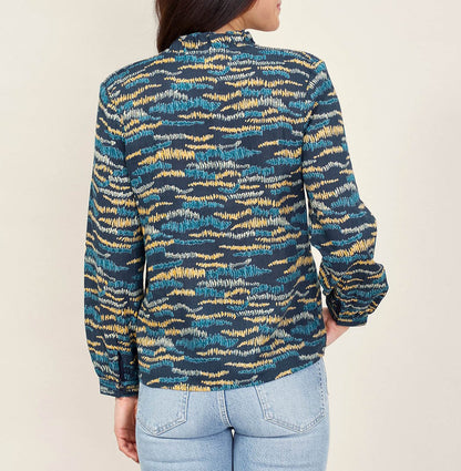 Blouse imprimée coton bio col volanté NAMCHA