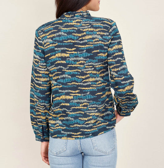Blouse imprimée coton bio col volanté NAMCHA