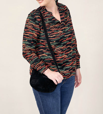 Blouse imprimée coton bio col volanté NAMCHA