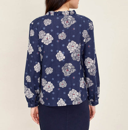 Blouse imprimée coton bio col volanté NAMCHA