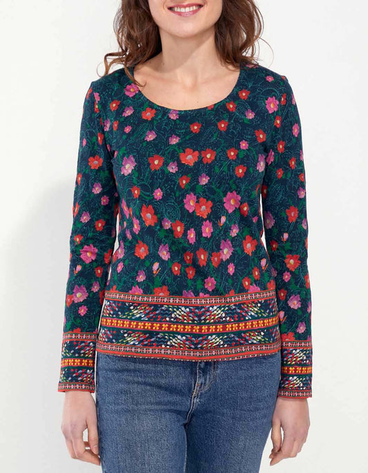 T-shirt evasé coton flammé imprimé KANPUR