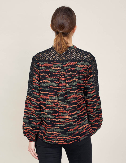 Chemisier imprimée coton et dentelle SETO