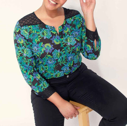Chemisier imprimé coton bio dentelle SHARMA