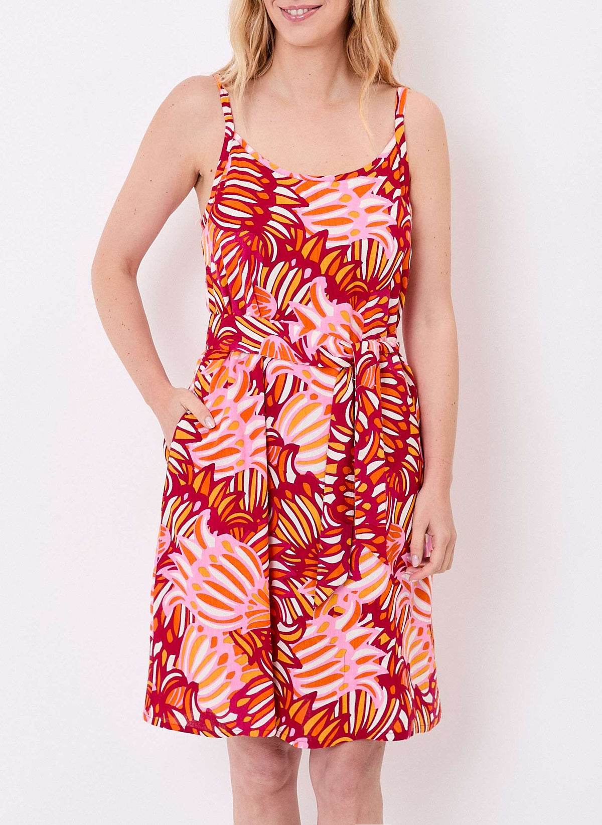 Robe imprimée fluide sans manches avec ceinture NATHOR