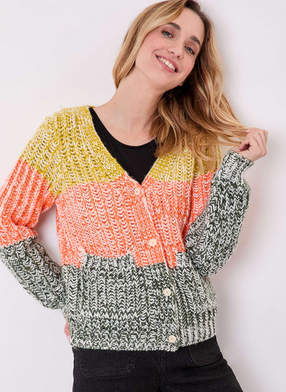 Gilet grosse maille chinée rayures PATORI