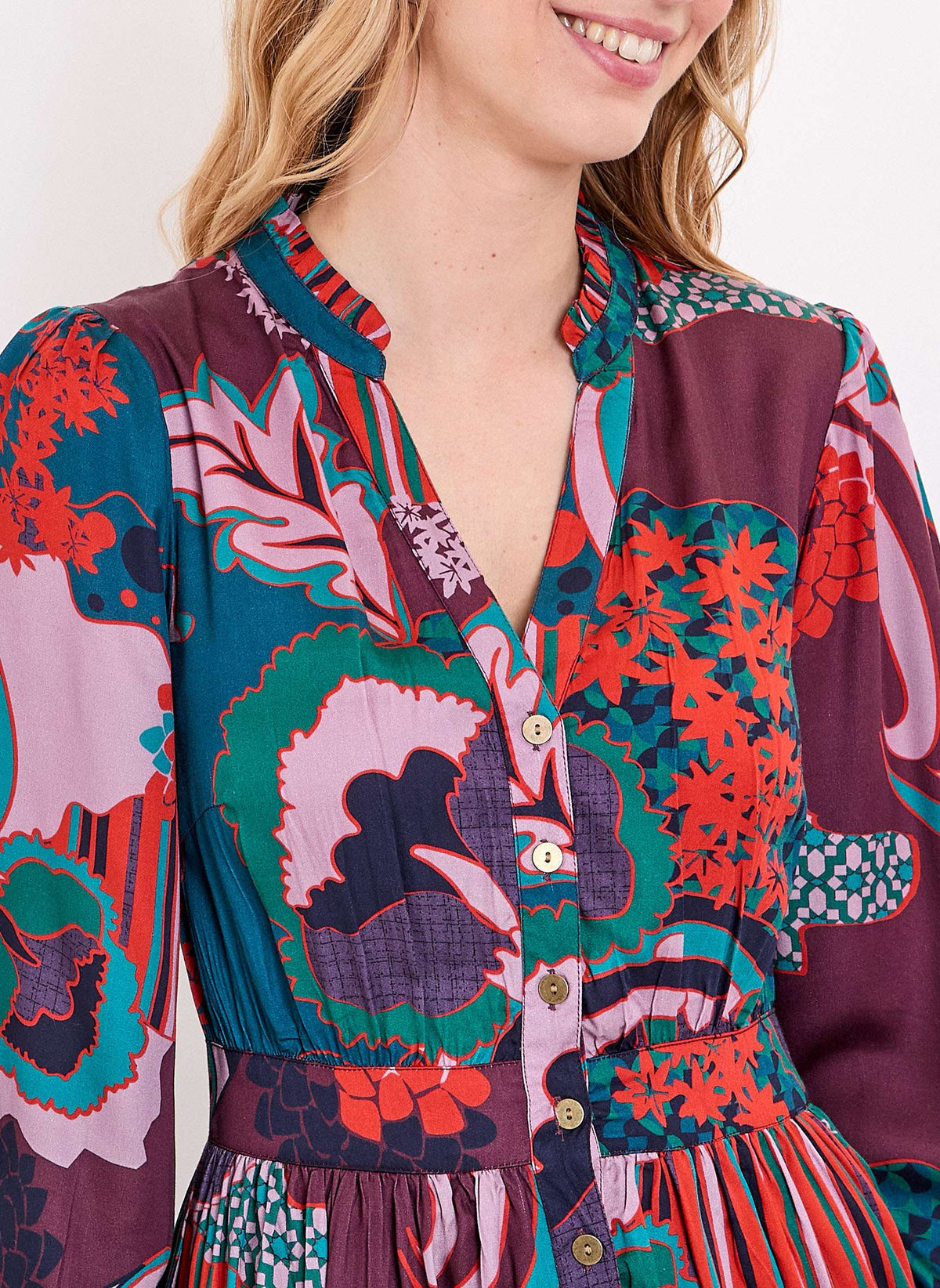 Robe midi fluide évasée imprimée URIKO