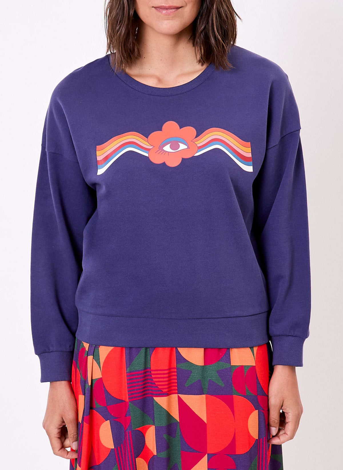 Sweat coton bio col rond PRUNE