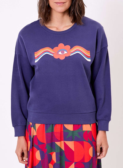 Sweat coton bio col rond PRUNE