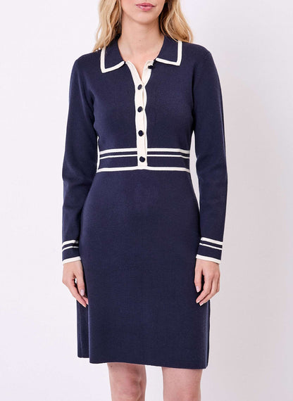Robe maille compacte col chemisier MARGAUX