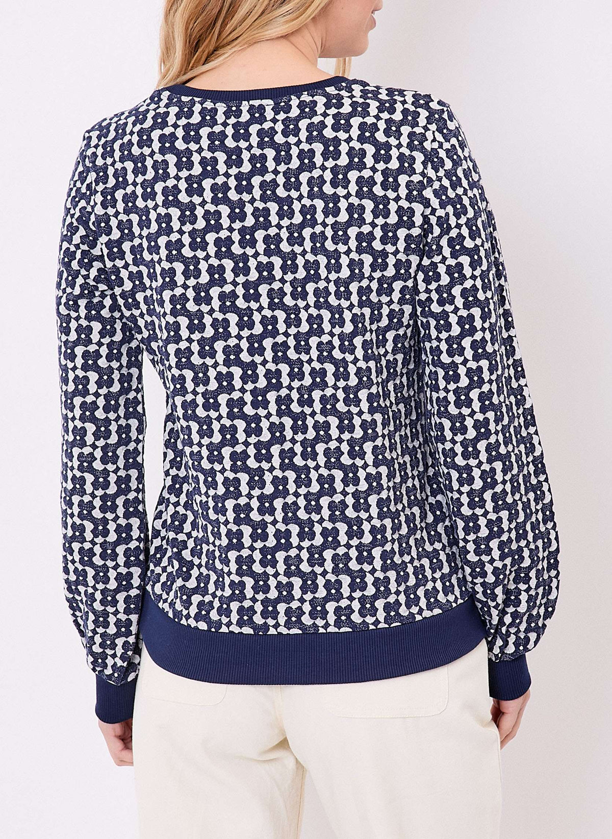 Sweat col rond maille jacquard bio BASILIE