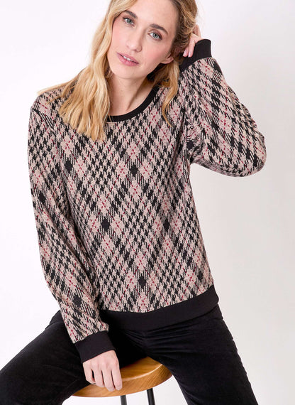 Sweat col rond maille jacquard BASILIE