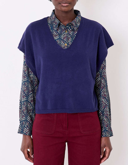 Pull maille sans manche col V SATINKA